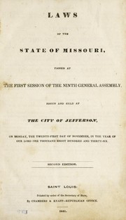 Front cover of Laws of the State of Missouri by Missouri