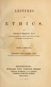 Cover of Lectures on ethics by Brown, Thomas