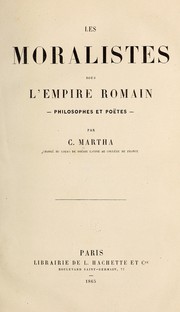 Front cover of Les moralistes sous l'empire romain by Benjamin Constant Martha
