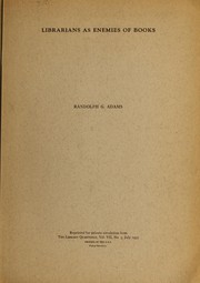 Front cover of Librarians as enemies of books by Randolph Greenfield Adams