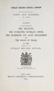 Cover of Lists of the records of the Treasury, the Paymaster General's Office, the Exchequer and Audit Department and the Board of Trade, to 1837 by Public Record Office