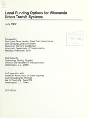 Front cover of Local funding options for Wisconsin urban transit systems by Unknown
