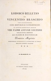 Front cover of Lodoico Bellutio et Vincentio Braschio viris excellentissimis coss. reipublicae sammariniensis ob faustum gloriosumque reditum viri eximii Antonii Onuphrii legati extra ordinem ad summum ponticiem by Domenico Magrini