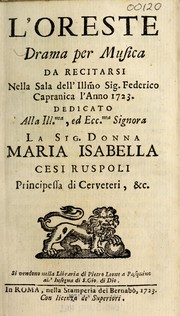 Cover of L'Oreste by Giovanni Gualberto Barlocci