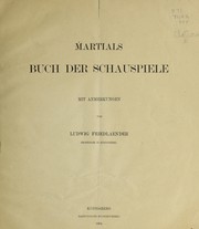 Cover of Martials buch der schauspiele mit anmerkungen von Ludwig Friedlaender by Martial