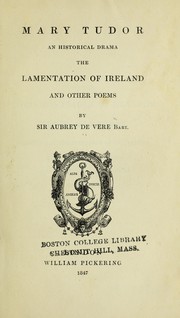 Cover of Mary Tudor, an historical drama by De Vere, Aubrey Sir