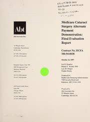 Front cover of Medicare cataract surgery alternate payment demonstration by Leo B. Reardon