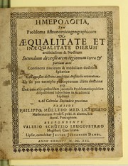 Front cover of Ēmerologia, seu Problema astronomicogeographicum de aequalitate et inaequalitate dierum by Philipp Müller