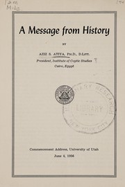 Front cover of A message from history by Aziz Suryal Atiya