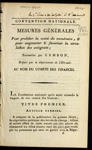Front cover of Mesures générales pour prohiber la vente du numéraire & pour augmenter & favoriser la circulation des assignats by Joseph Cambon