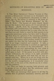 Front cover of Methods of enlisting men in missions by John Campbell White