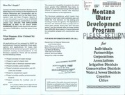 Cover of Montana water development program for individuals, partnerships, corporations, associations, irrigation districts, conservation districts, water & sewer districts, counties, cities by Montana. Water Development Bureau
