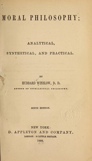 Cover of Moral philosophy by Hubbard Winslow