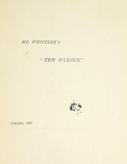 Cover of Mr. Whistler's "Ten o'clock" by James McNeill Whistler