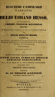 Cover of Narratio de Helio Eobano Hesso by Camerarius, Joachim