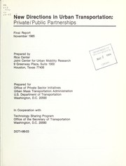 Cover of New directions in urban transportation by Rice Center