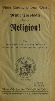 Front cover of Nicht Steine, sondern Brot by Friedrich Andersen