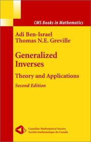 Front cover of Generalized inverses by Adi Ben-Israel