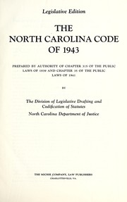 Front cover of The North Carolina code of 1943, prepared by authority of chapter 315 of the Public laws of 1939 and chapter 35 of the Public laws of 1941 by North Carolina