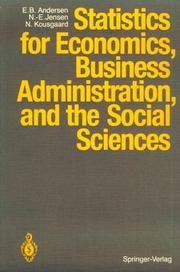 Front cover of Statistics for economics, business administration, and the social sciences by Erling B. Andersen