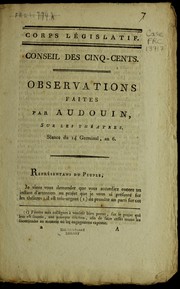 Front cover of Observations faites par Audouin, sur les théatres by Pierre Jean Audouin
