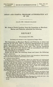 Cover of Ocean and Coastal Programs Authorization Act of 1989 by United States. Congress. House. Committee on Merchant Marine and Fisheries
