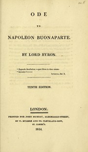 Cover of Ode to Napoleon Bonaparte by Byron, George Gordon Byron Baron