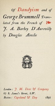 Front cover of Du dandysme et de Georges Brummell by J. Barbey d'Aurevilly
