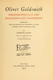 Front cover of Oliver Goldsmith bibliographically and biographically considered by Scott, Temple