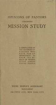 Front cover of Opinions of pastors concerning mission study by Young People's Missionary Movement of the United States and Canada