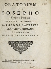 Front cover of Oratorium de Iosepho, vendito à fratribus by Giovanni Battista Blanchino