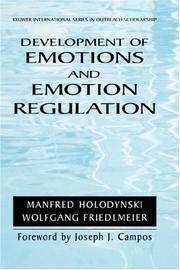 Front cover of Development of emotions and emotion regulation by Manfred Holodynski