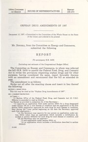 Front cover of Orphan Drug Amendments of 1987 by United States. Congress. House. Committee on Energy and Commerce