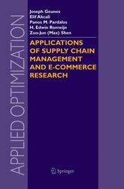 Front cover of Applications of supply chain management and E-commerce research by Joseph Geunes