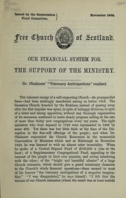 Front cover of Our financial system for the support of the ministry by Free Church of Scotland