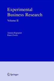 Cover of Experimental Business Research by Amnon Rapoport