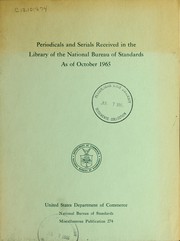 Front cover of Periodicals and serials received in the Library of the National Bureau of Standards as of October 1965 by United States. National Bureau of Standards. Library.