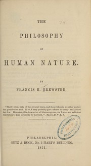 Front cover of The philosophy of human nature by Francis E Brewster