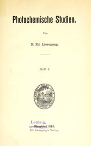 Front cover of Photochemische Studien by Liesegang, Raphael Eduard
