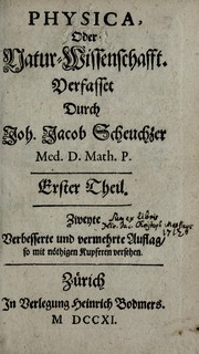 Front cover of Physica, oder, Natur-Wissenschafft by Johann Jakob Scheuchzer