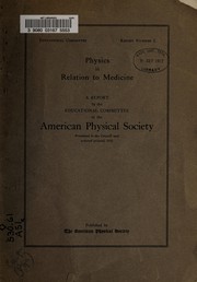 Front cover of Physics in relation to medicine by American Physical Society. Educational Committee