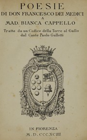 Front cover of Poesie di don Francesco dei Medici a mad. Bianca Cappello by Francesco I Grand-Duke of Tuscany