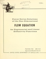 Front cover of Power series solutions of the one-dimensional flow equation for exponential and linear diffusivity functions by E. J. Scott