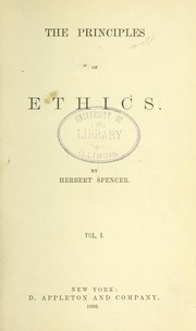 Front cover of The principles of ethics by Herbert Spencer