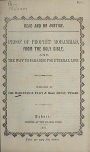Front cover of Proof of prophet Mohammad from the holy Bible and the way to paradise for eternal life by Unknown