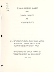 Front cover of PSRO financial management and accounting system by United States. Health Standards and Quality Bureau. Office of Professional Standards Review Organizations