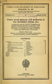 Cover of Public road mileage and revenues in the Southern States, 1914 by United States. Bureau of Public Roads