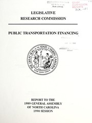 Cover of Public transportation financing by North Carolina. General Assembly. Legislative Research Commission.