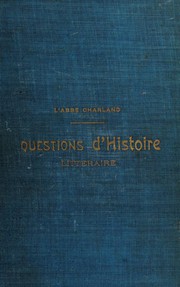 Cover of Questions d'histoire litteraire mises en rapport avec le programme de l'Universite-Laval by Paul-Victor Charland