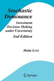 Cover of Stochastic dominance by Haim Levy